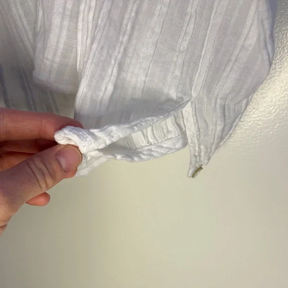 Cali by Cali Dreaming 100% Cotton Pleated Long Sleeve Kaya Shirt Pure White Med - Picture 8 of 11